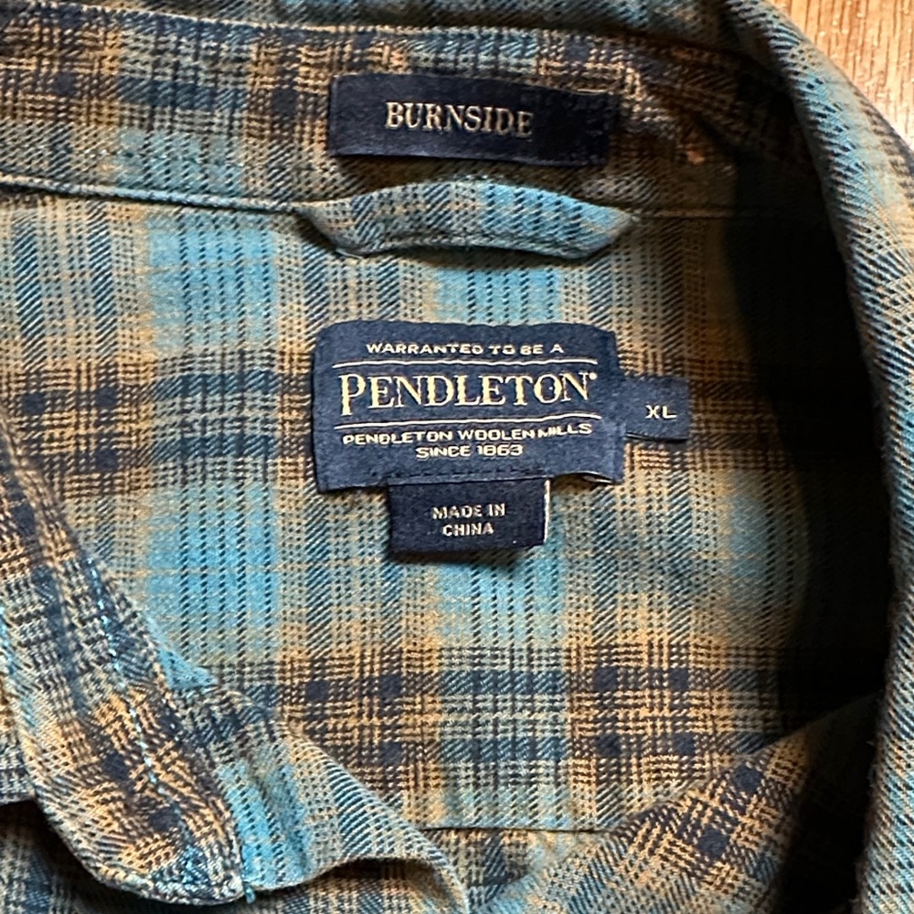 Pendleton Teal/Ocre Burnside Button-Up Flannel Sh… - image 2